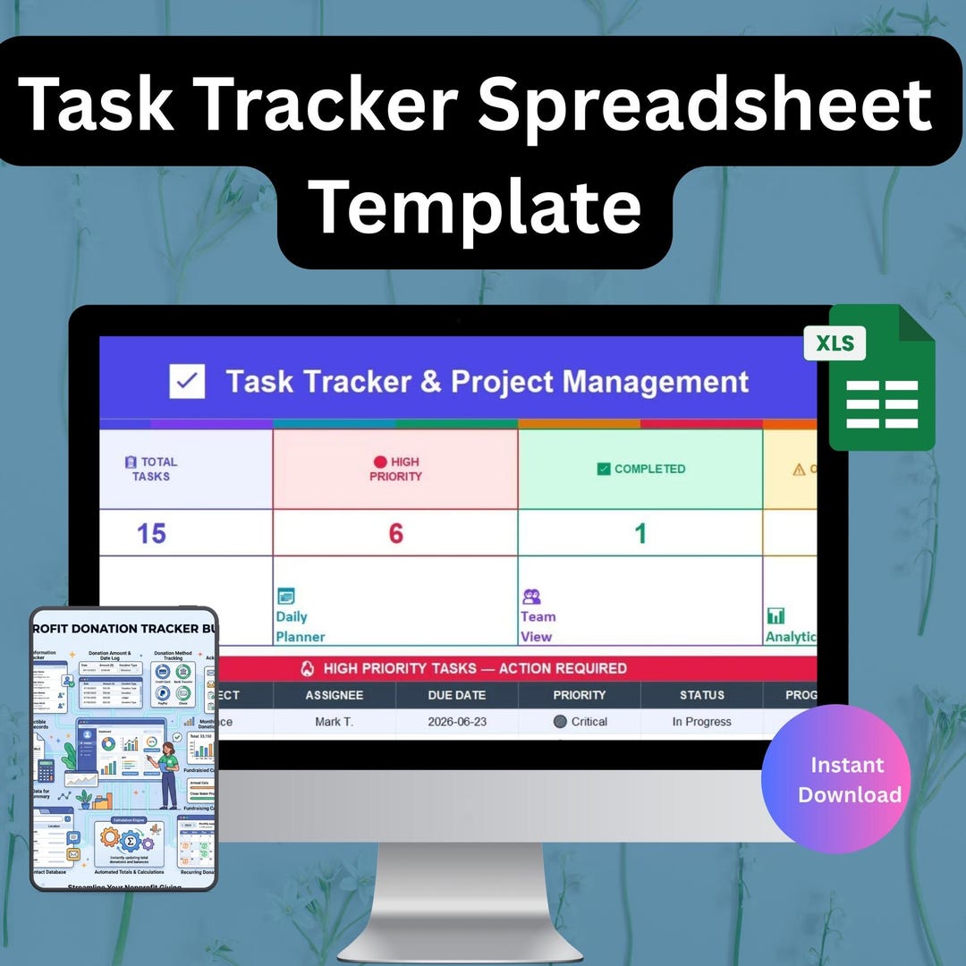 Task Tracker Spreadsheet Template Google Sheets Digital To-do List ...