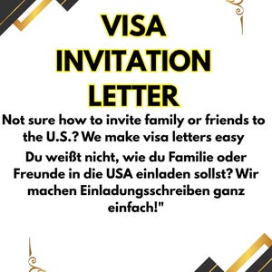Carta de invitación de visa para EE. UU./Visum-Einladungsschreiben für die USA, inglés y alemán, carta de visa de visitante, carta de visa para amigos,