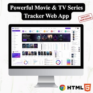 Powerful Movie and TV Show Tracker Web App | Digital Watchlist, Episode Planner & Media Log HTML App | Single Page Browser Management Tool