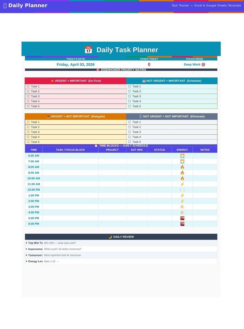 Task Tracker Spreadsheet Template Google Sheets Digital To-do List ...