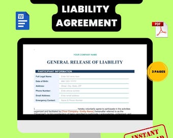 Modulo di esonero da responsabilità generale e liberatoria da reclami / Modulo di liberatoria professionale / Documento Word digitale / Contratti commerciali