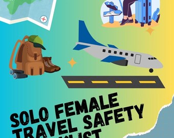 Solo Female Travel Safety Checklist | Printable & Editable Travel Planner | Women's Solo Trip Packing List | Digital Travel Safety Guide