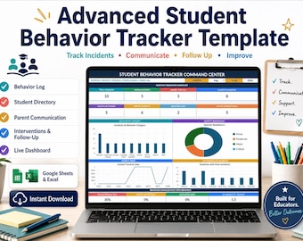 All-in-One Student Behavior Tracker for Teachers | Digital Behavior Chart Classroom Management Google Sheets Template, Student Documentation