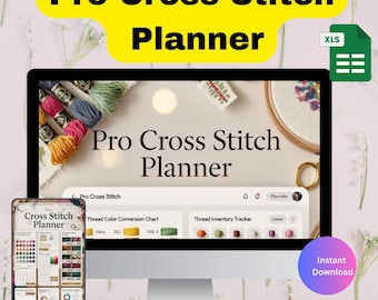 Pianificatore di punti croce professionale e tracciamento dei fili / Tabella colori DMC / Organizzatore di progetti di ricamo / Conversione ancoraggio / Creatore di modelli digitali
