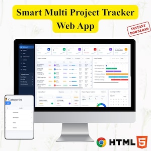 Multi-Projekt-Tracker-Web-App | Interaktives Projektplanungs- und Budgetverwaltungs-Dashboard (HTML-Tool), All-in-One-Aufgabenverwaltung