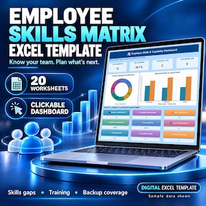 Employee Skills Matrix Excel Template | Capability & Competency Tracker | Skills Gap, Cross-Training  Key Person Risk Dashboard