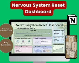 Dashboard per il ripristino del sistema nervoso / Agenda per il benessere, la gestione dell'ansia e dello stress / Diario digitale per la cura di sé e la guarigione emotiva