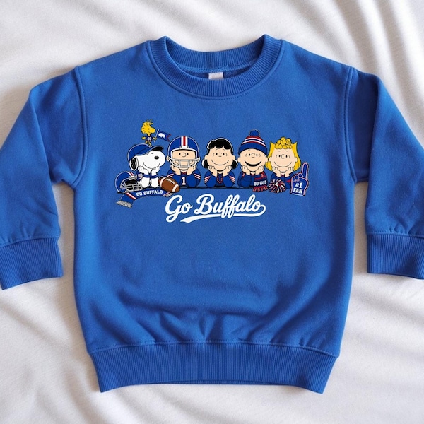 Go Buffalo Kids Sweatshirt, Buffalo Football Tee, Cartoon Game Day Shirt, Toddler Football Sweatshirt, Buffalo Fan Gift Tee