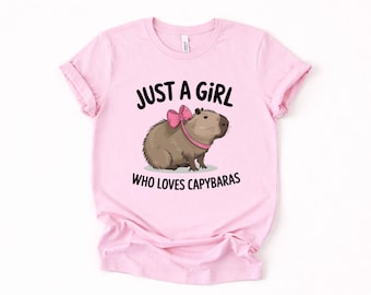 Just A Girl Who Loves Capybaras Kids T-shirt, Cute Capy Bow Youth Shirt, Capybara Lover Gift Sweatshirt, Toddler Animal Lover Gift Tee