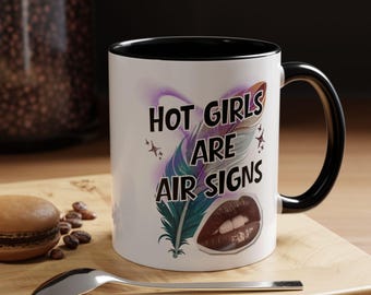 Air Signs Astrology Mug - Gemini Libra Aquarius Feather Lips Coffee Cup Witchy Spiritual Gift