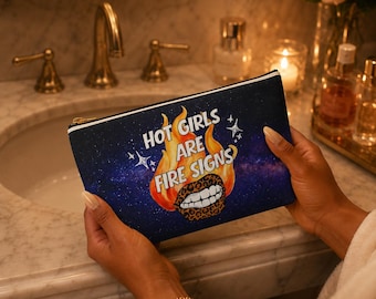 Fire Signs Makeup Bag | Zodiac Cosmetic Pouch, Astrology Lover Travel Organizer