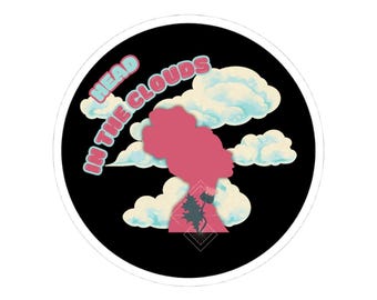 Retro Silhouette Sticker | Dreamy Clouds, Vaporwave Decal (Laptop, Water Bottle)