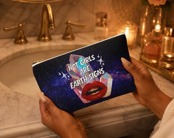 Earth Signs Makeup Bag | Zodiac Astrology Cosmetic Pouch Taurus Virgo Capricorn