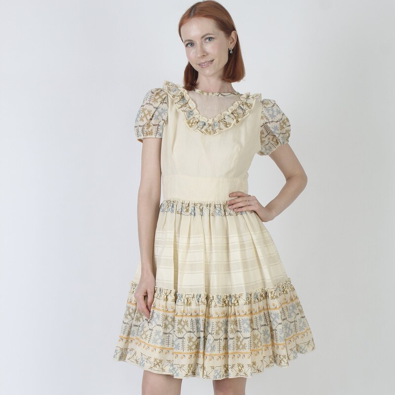 60s Cottage Core Floral Western Square Dance Skirt main image 1