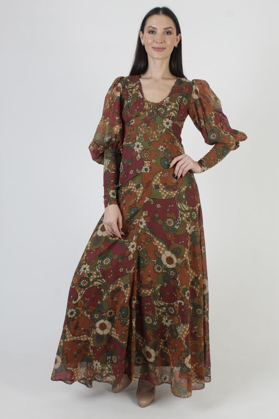 1969 Black Label Gunne Sax Dress, 70s Renaissance… - image 4