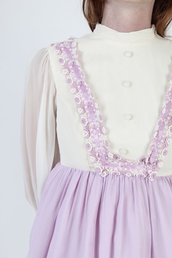 Ivory Chiffon Mini Dress / Plain Empire Waist Tux… - image 7