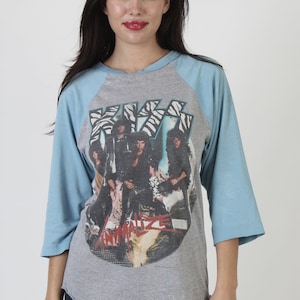 Vintage 1984 Kiss Animalize Baseball Tee: 80s Rock Band Shirt