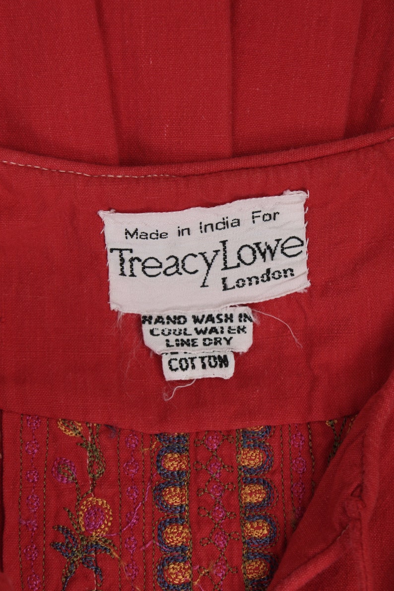 Treacy Lowe Of London Maxi Dress, 70s Heavily Embroidered India Dress, Heavyweight Ethnic Caftan With Pockets Large image 7