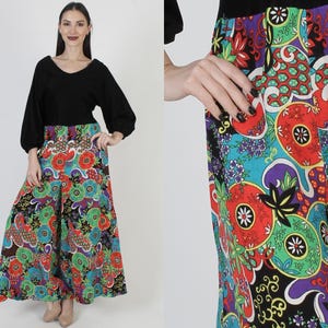 Tuta psichedelica anni &#39;60, tuta a zampa d&#39;elefante a gamba larga, tailleur palazzo con pantaloni