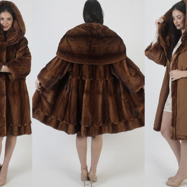 Dwustronny płaszcz z prawdziwego norek, duży kaptur z futrzanym kołnierzem, damska zimowa kurtka wiatrówka