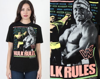 T-shirt de lutte Hulk Hogan WWF années 90 T-shirt WWE Neon 50 50