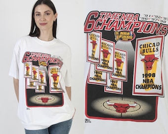 NBA シカゴブルズ 1998ファイナルチャンピオン Tシャツ　ヴィンテージ VTG Chicago Bulls 1998 NBA Finals Caricature T-Shirt 6 Time