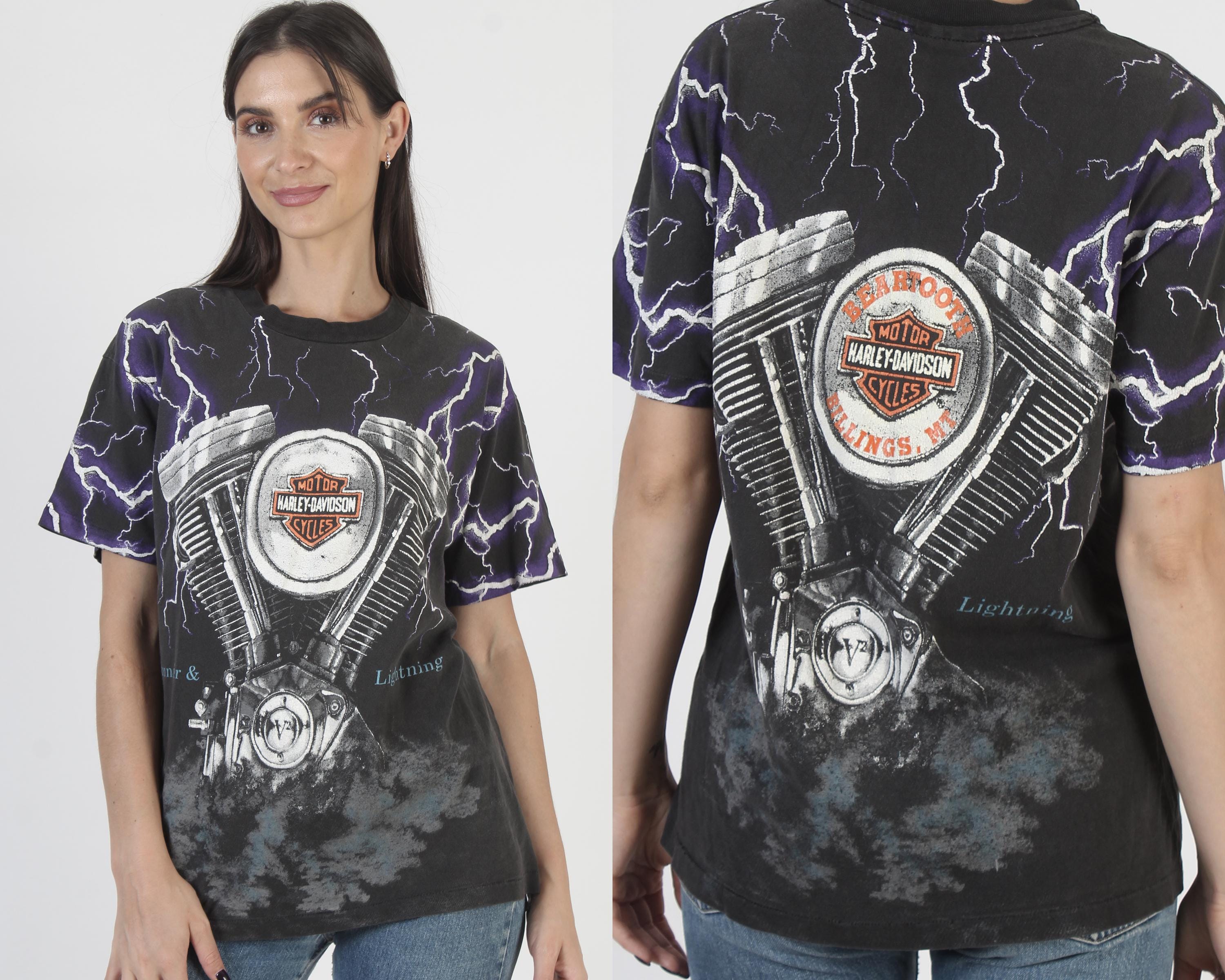 【ビンテージ】HarleyDavidson Tシャツ（サンダープリント） ヴィンテージ ハーレーダビッドソン サンダー＆ライトニング Tシャツ