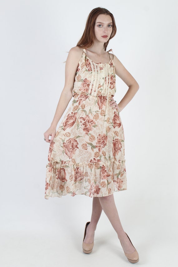 Lightweight Autumn Print Floral Dress / Thin 70s … - image 3
