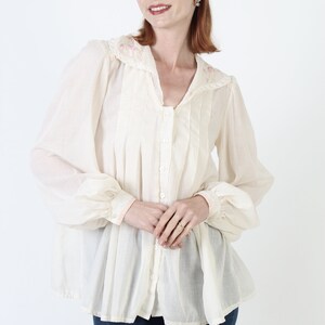 Gunne Sax Blouse Ivory Jessica McClintock Tunic Vintage Victorian Gunnies Embroidered Blouse image 4