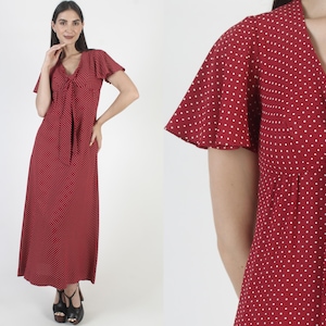 Oops California Swiss Dot Dress, Vintage Cottagecore Sundress, 70s Prairie Style Maxi