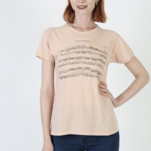Johann Sebastian Bach T Shirt, Vintage 70s Musical Notes Tee, Music Sheet Composer Top, Size Small S image 3