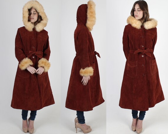 Burgundy Suede Princess Jacket / Womens Deep Hoode