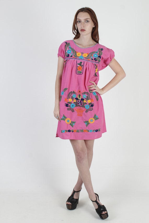 Womens Authentic Mexican Embroidered Puebla Dress - image 4