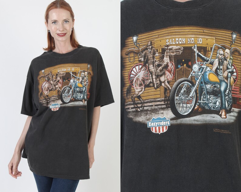 Vintage Easyriders Magazine T-Shirt 90s Harley Davidson Biker Tee 2 Sided Dealer Shop T Shirt XL image 1