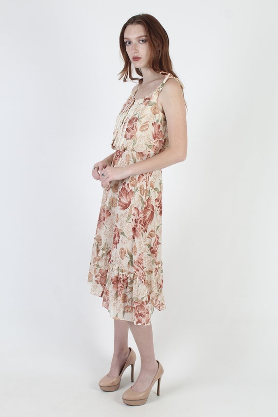Lightweight Autumn Print Floral Dress / Thin 70s … - image 4