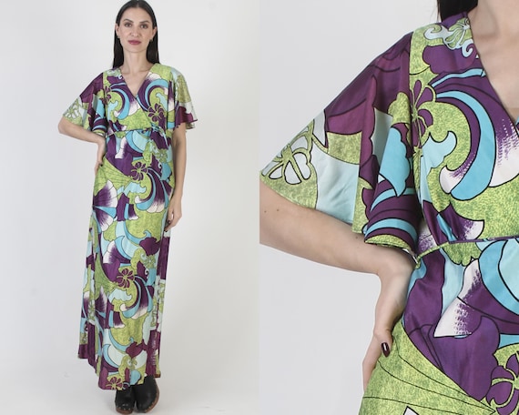 BJ's Fashions Tiki Dress, Vintage 60s Hawaii Sundress, Designer Hawaii Caftan