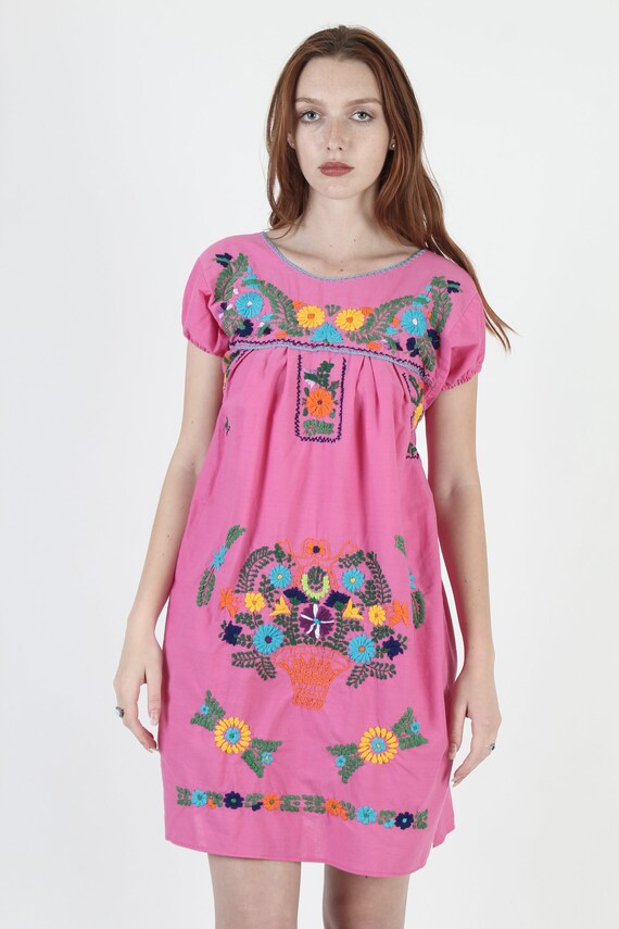 Womens Authentic Mexican Embroidered Puebla Dress - image 3