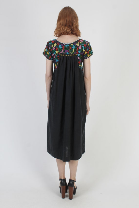 Long Black Cotton Oaxacan Dress San Antonio Heavi… - image 5