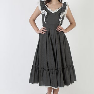 1970's Black & White Gunne Sax Bridal Dress / Vintage Jessica McClintock Swiss Dot Maxi / Victorian Style Antique Gown / Size 11 image 2