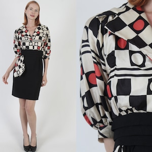 50s Black Polka Dot Wiggle Dress: Rockabilly Pin Up Style