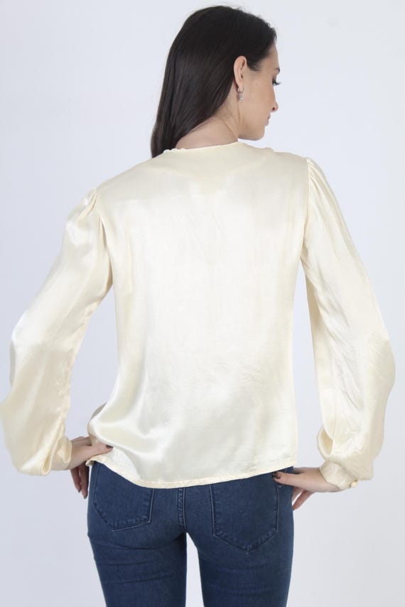 Vintage Gunne Sax Blouse, Cream Embroidered Satin… - image 6