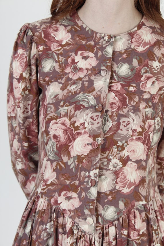 80s Laura Ashley Floral Dress, 1980s Sheer Autumn… - image 7