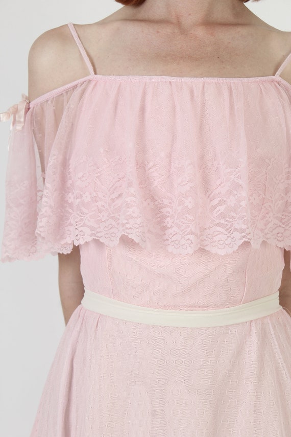 Plain Pink Barbiecore Mini Sundress Vintage 70s S… - image 7