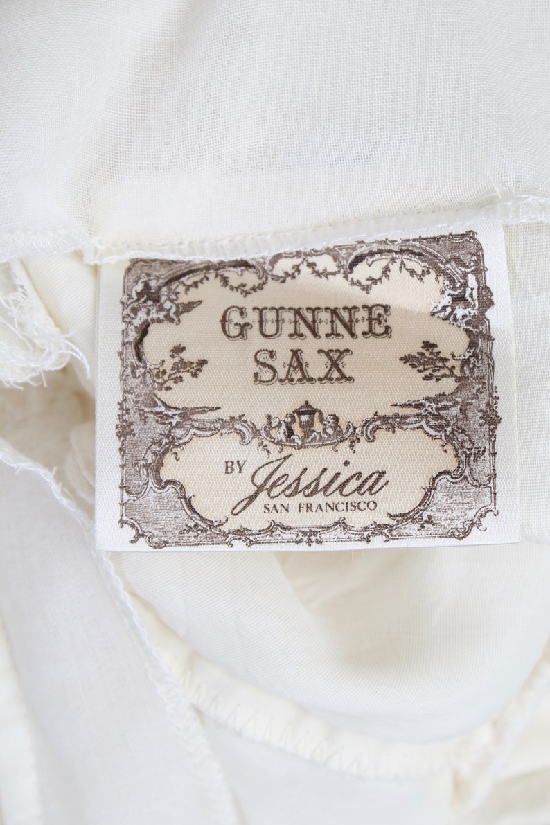Victorian Gunne Sax Embroidered Maxi Dress / Romantic Bridal Bohemian Wedding Gown / 70s McClintock Renaissance Ivory Lace Corset Dress image 6