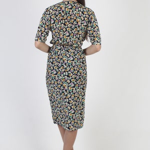 J Tiktiner Cote d'Azur Dress, Navy Silk Bergdorf Goodman Dress, Designer Preppy Floral Wrap Mini Dress image 5