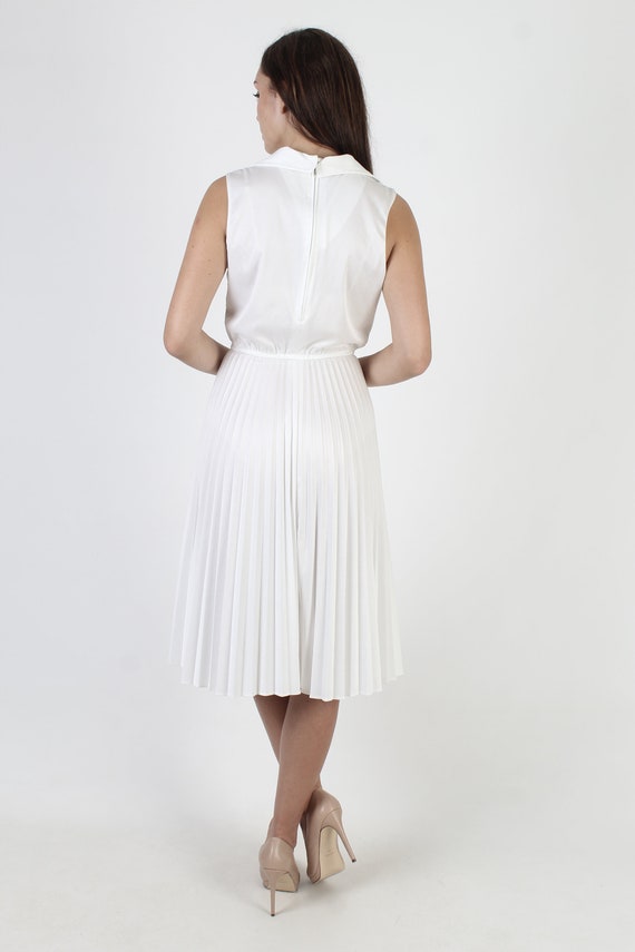 70s Casual Disco Dance Dress White Pleated Lounge… - image 5