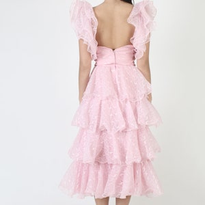 Cotton Candy Pink geschichtetes Abschlussballkleid, Vintage Avantgarde Abendkleid, 70er Jahre Schule Tanz Outfit Bild 7