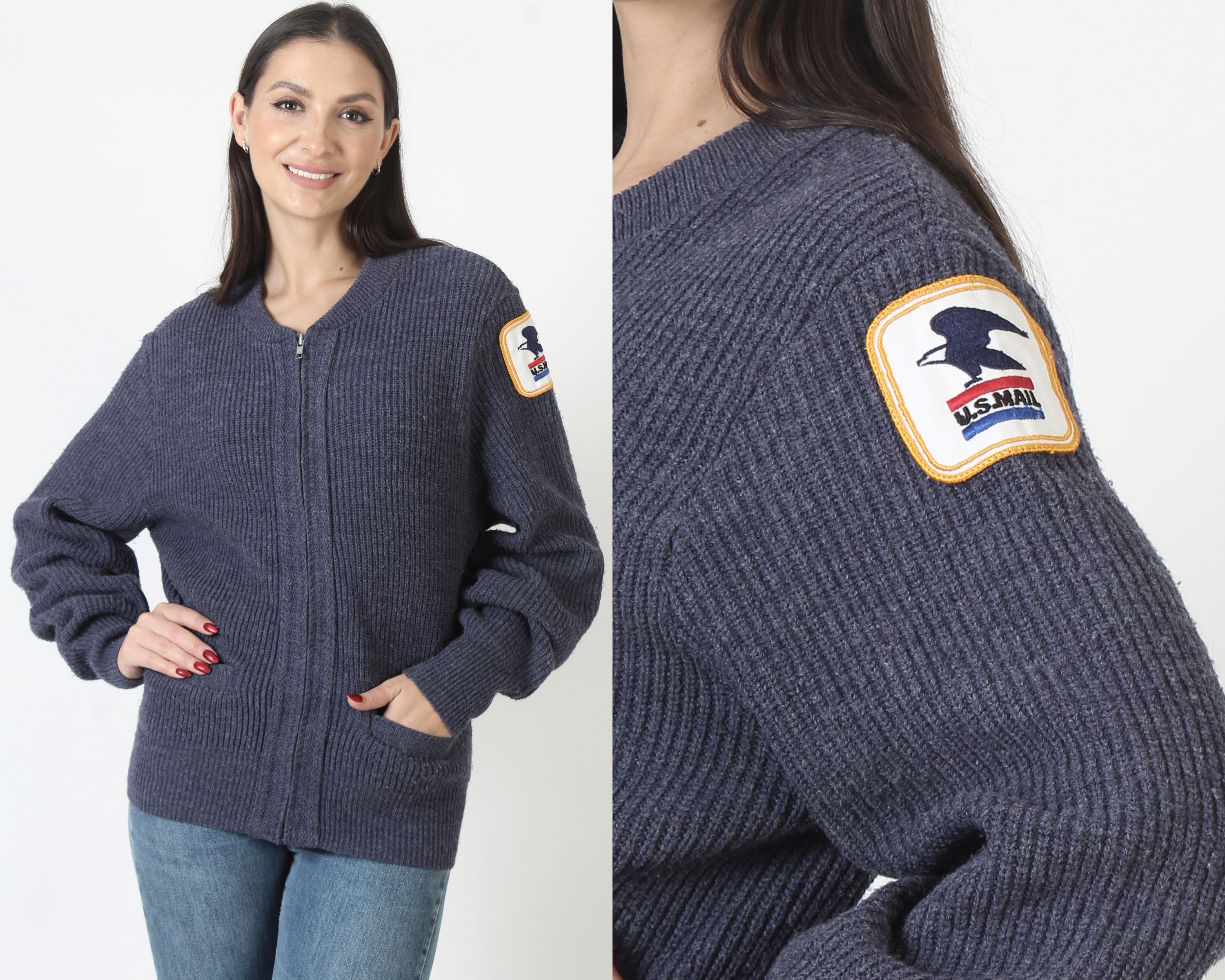 USPS Regulation Postal Sweater, Blue Post Office Costume, Vintage 