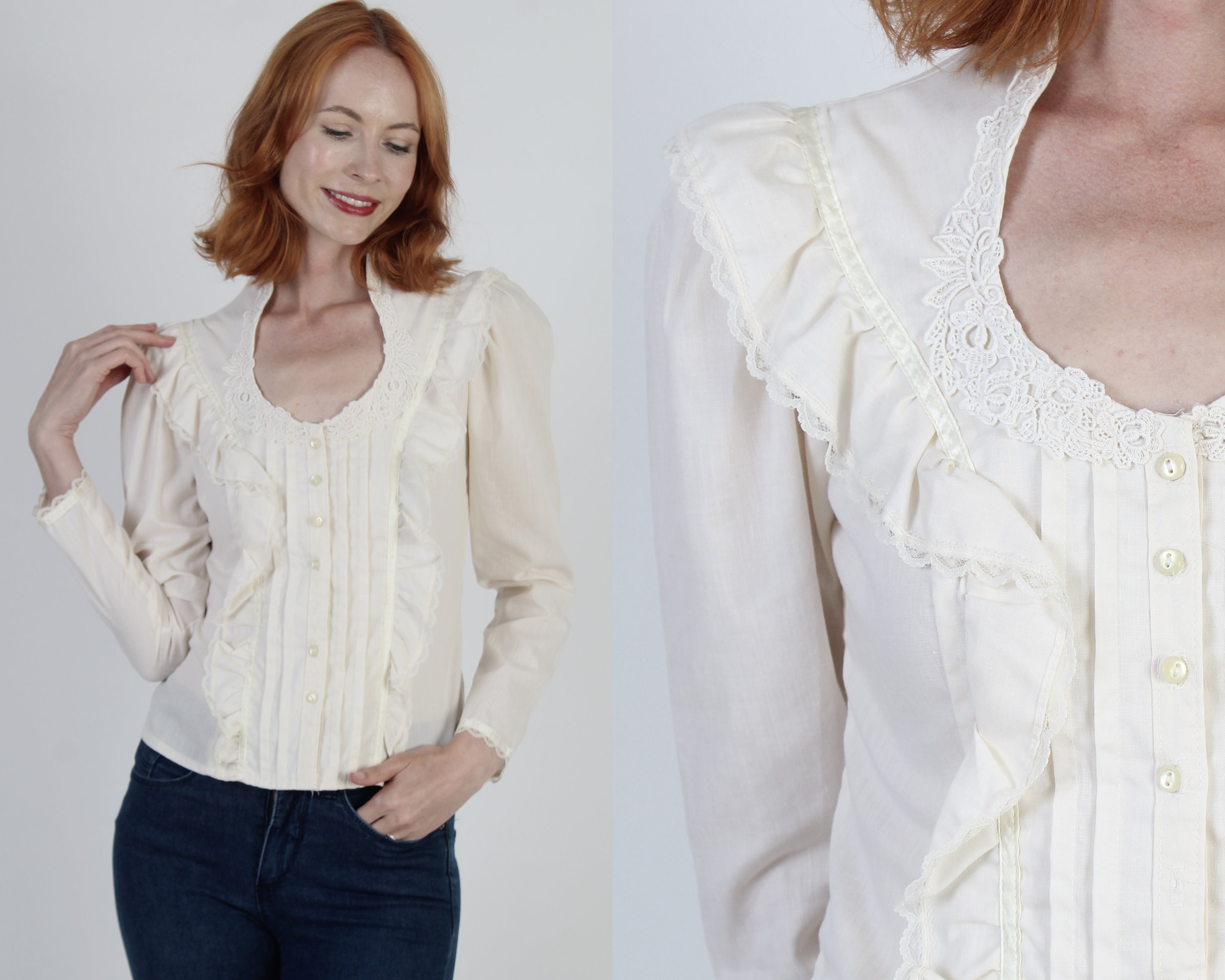 Gunne Sax Gold Label Blouse Ivory Jessica Mcclintock Shirt Gunne Sax Gold Label Blouse Ivory Jessica Mcclintock Shirt