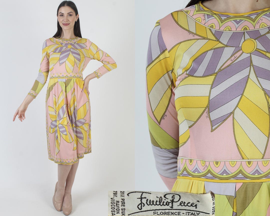Vintage Emilio Pucci Dress, Saks Fifth Avenue, 60s Floral Jersey